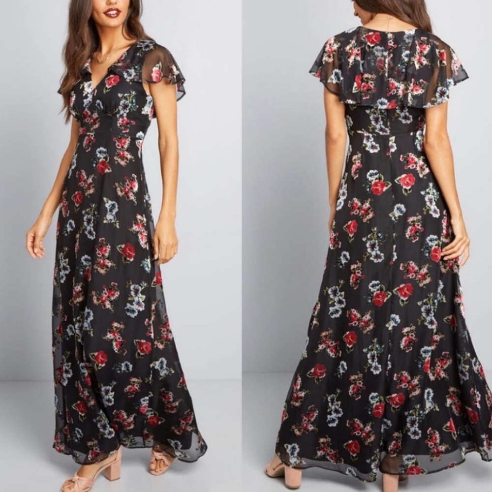 Modcloth x Anna Sui Flutter Cape Velvet Dress Size 10
